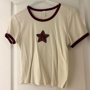 Cream T-Shirt with Star Patch